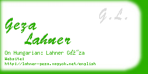 geza lahner business card